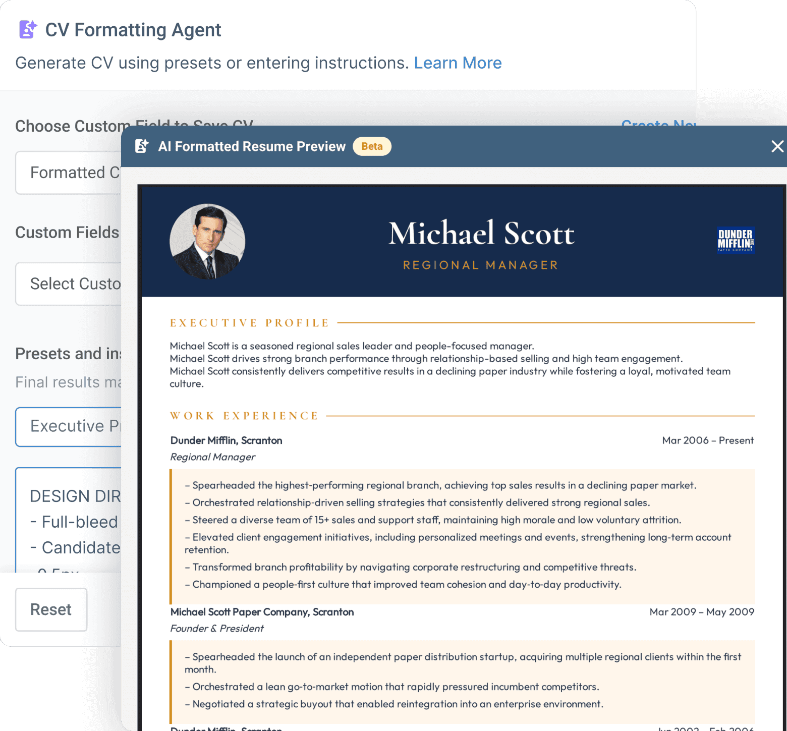 Resume formatting agent