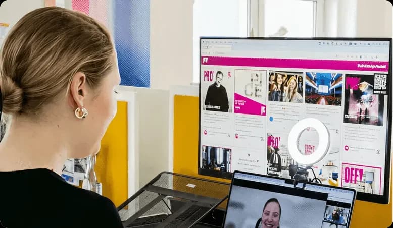 Personne regardant un webinaire de recrutement sur l'écran