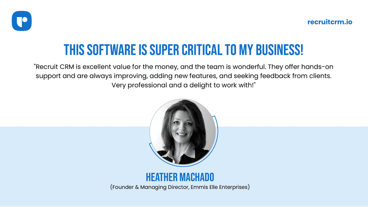 recruit crm 客户评论 Heather