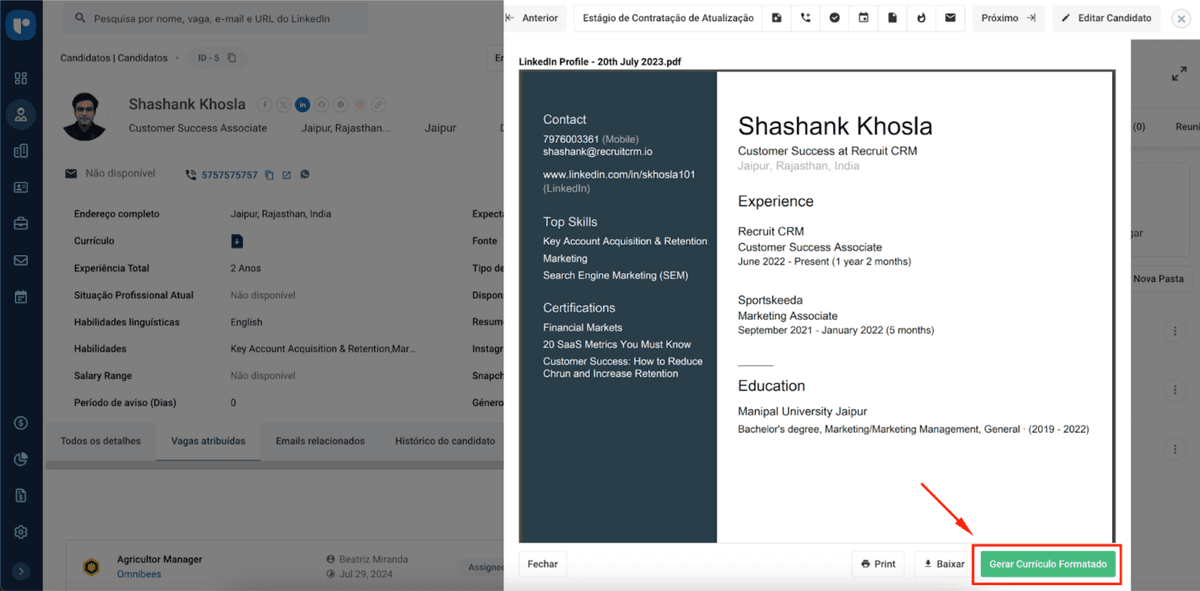 Formatar currículos