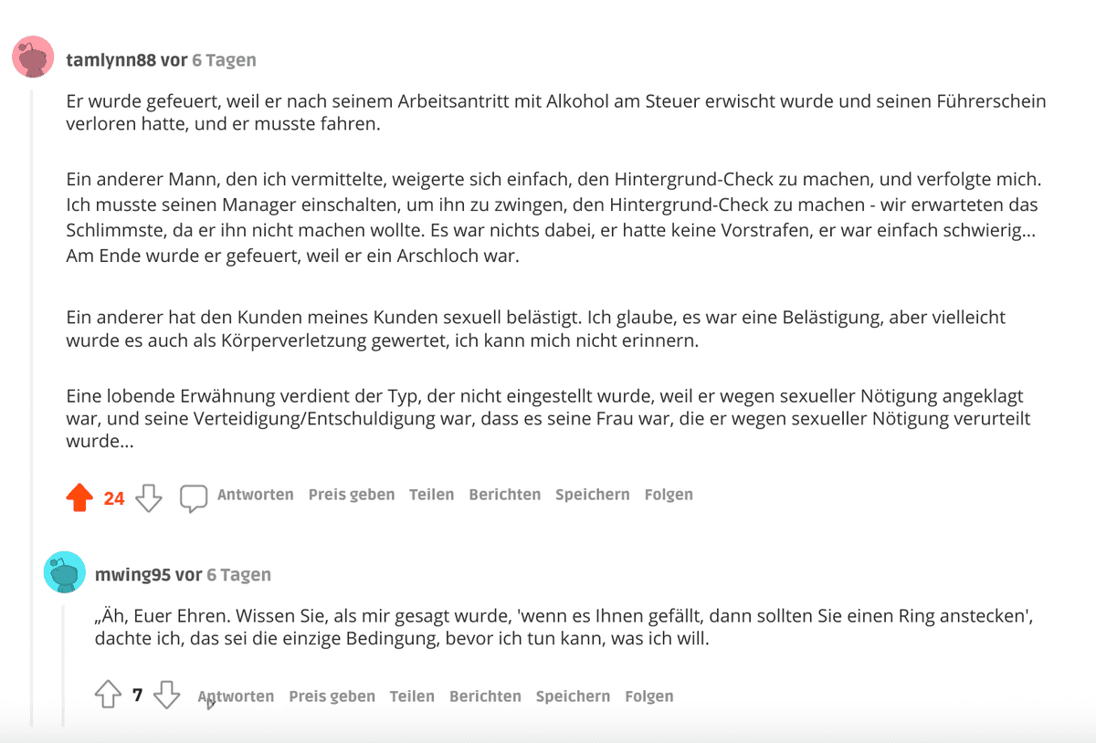 Verrückteste Reddit-Antworten