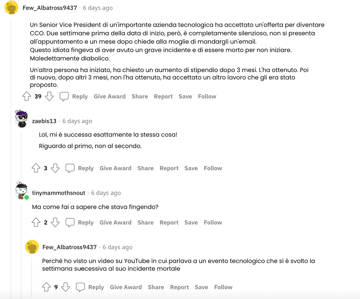 Quali sono le caratteristiche delle sue peggiori assunzioni?Abbiamo raccolto le 10 risposte più assurde di Reddit alla nostra domanda.