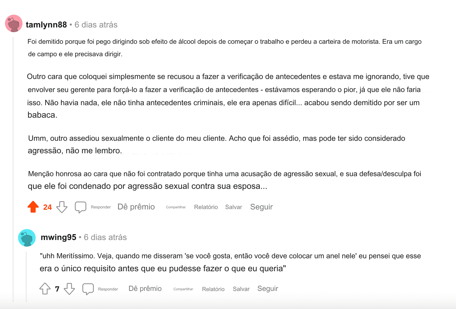 características suas piores contratações já tiveram