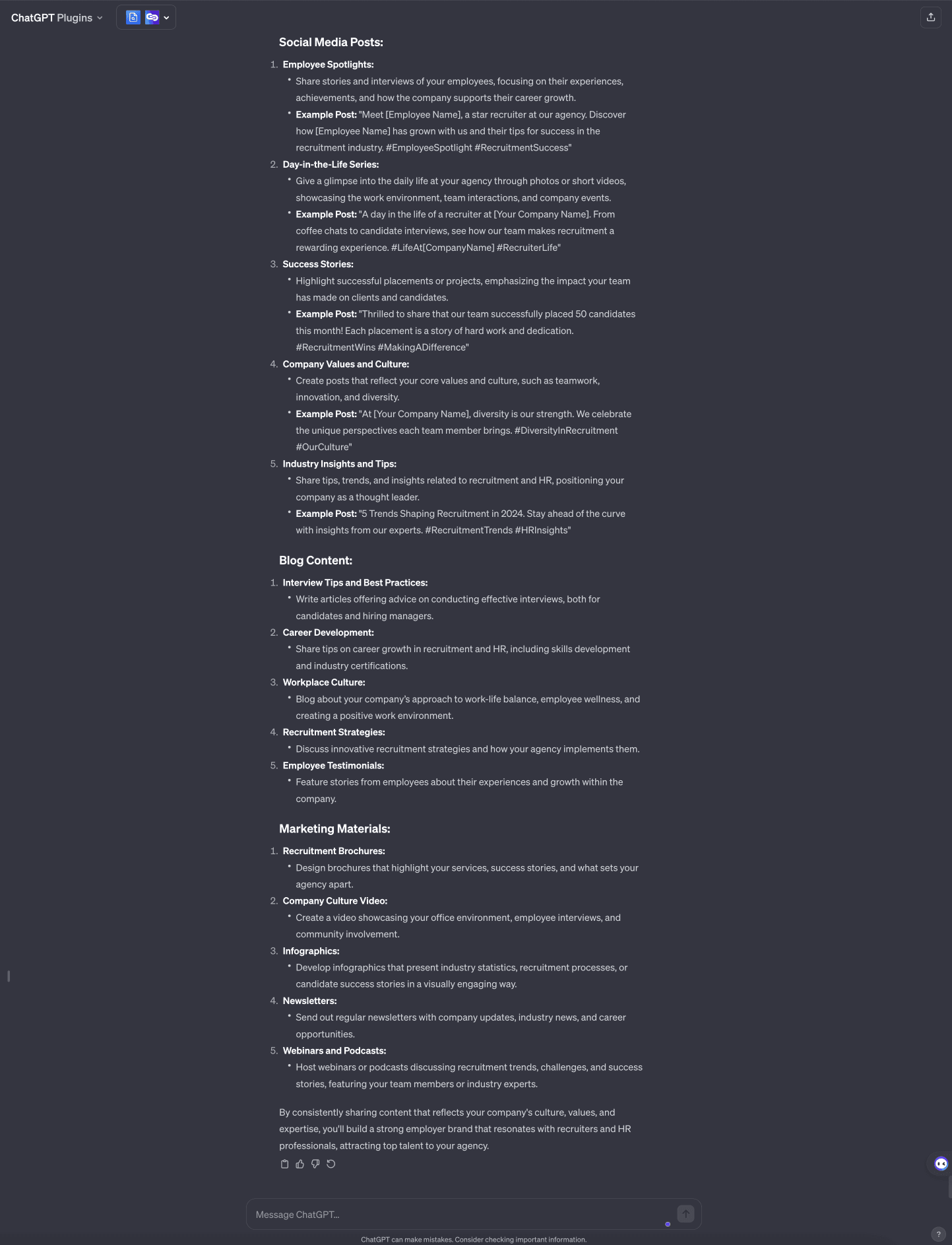 为招聘人员提供 10 条 GPT 聊天提示