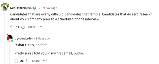 Interview red flags every recruiter experiences - Reddit