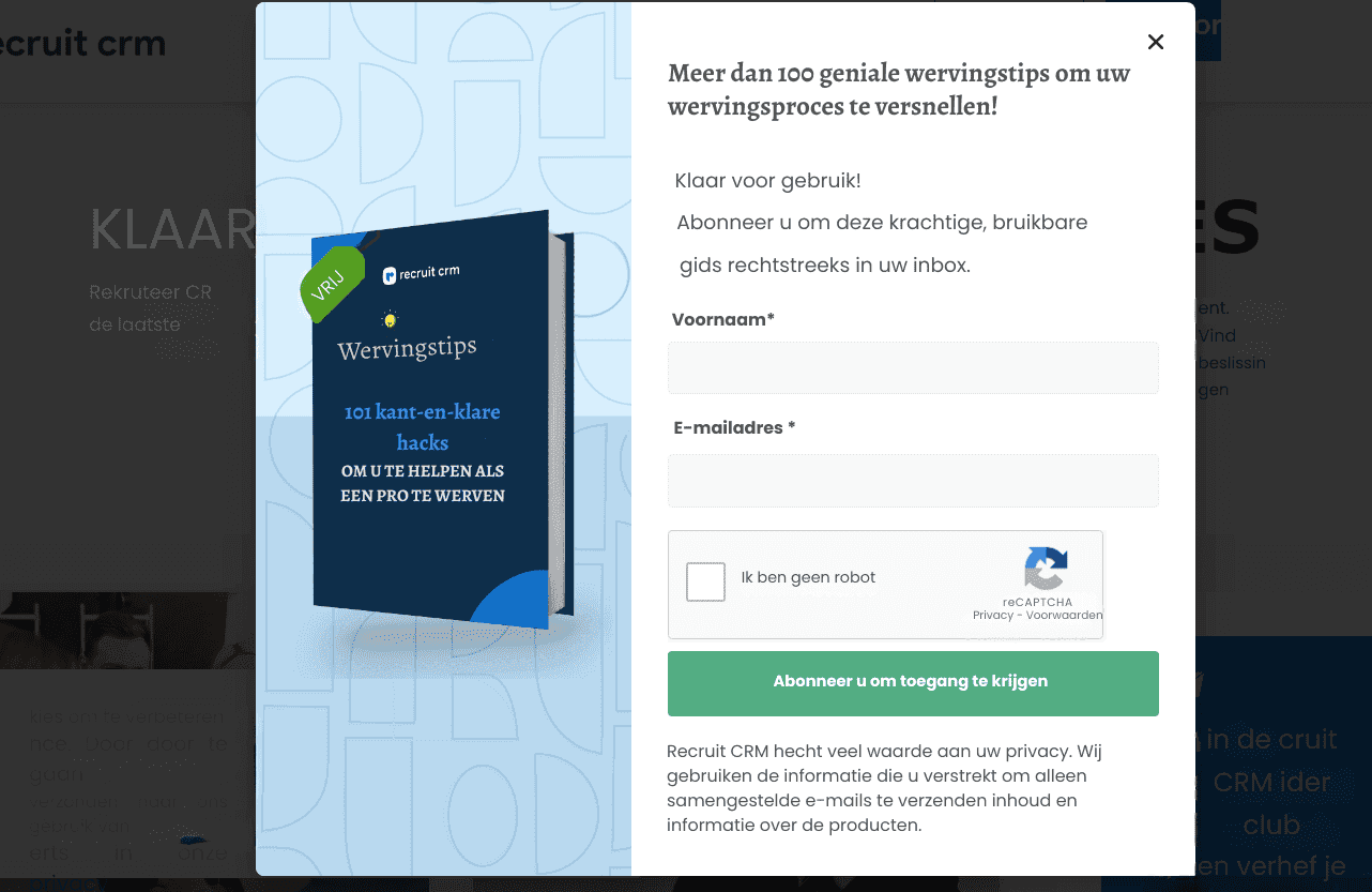 Gebruik pop-ups om e-mails