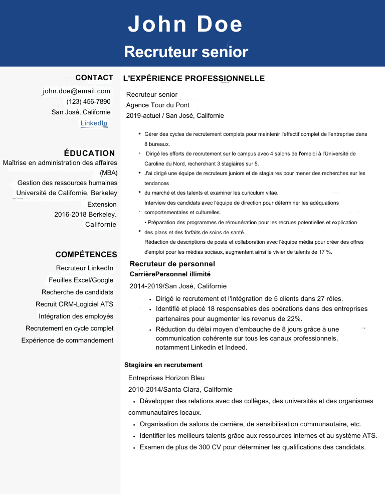 CV de recruteur