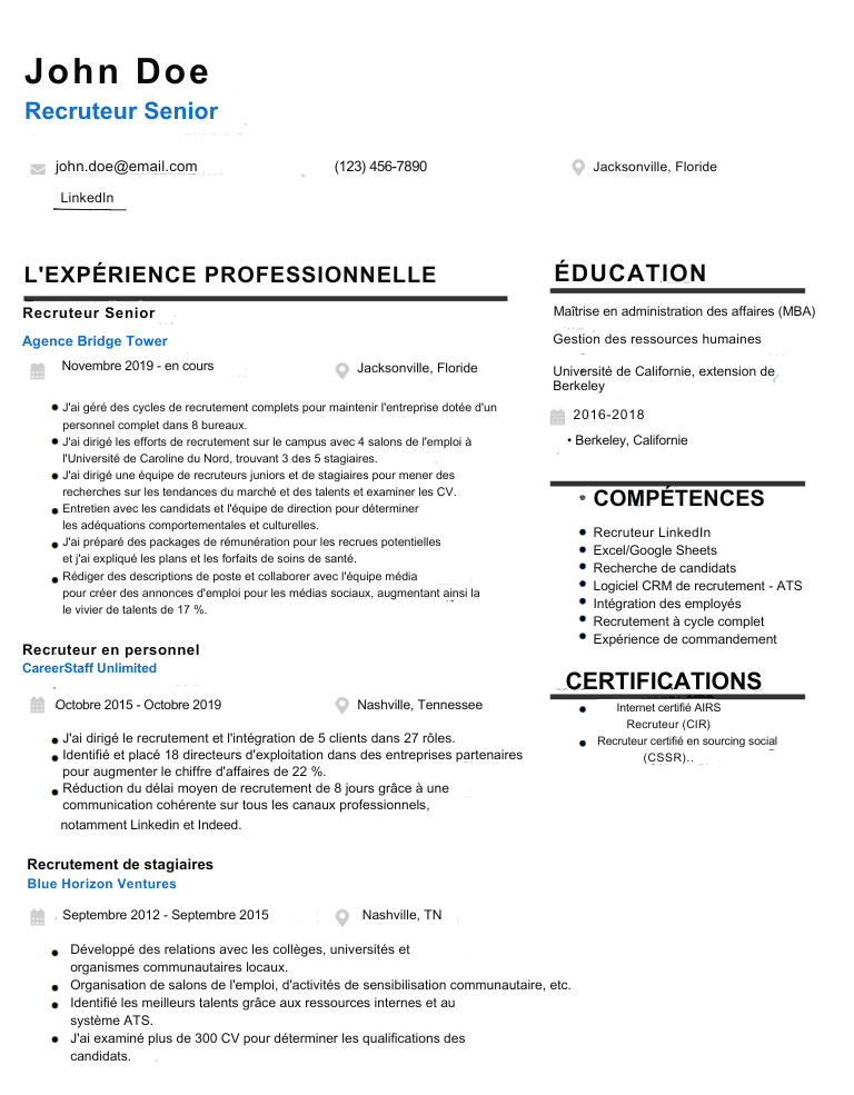 CV de recruteur