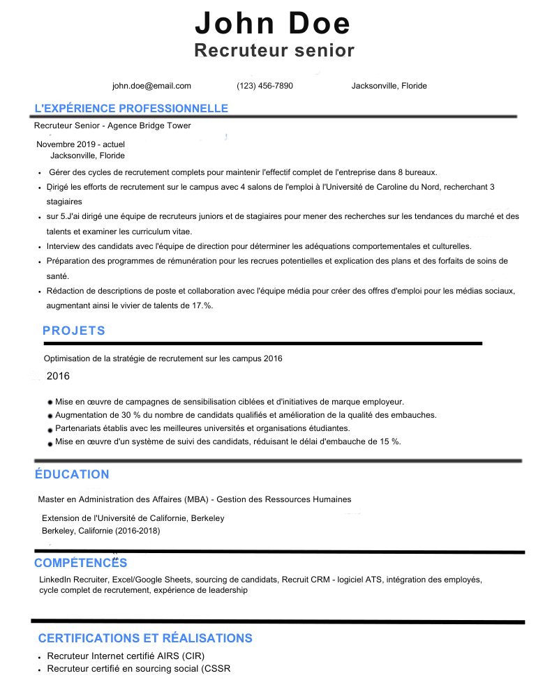 CV de recruteur