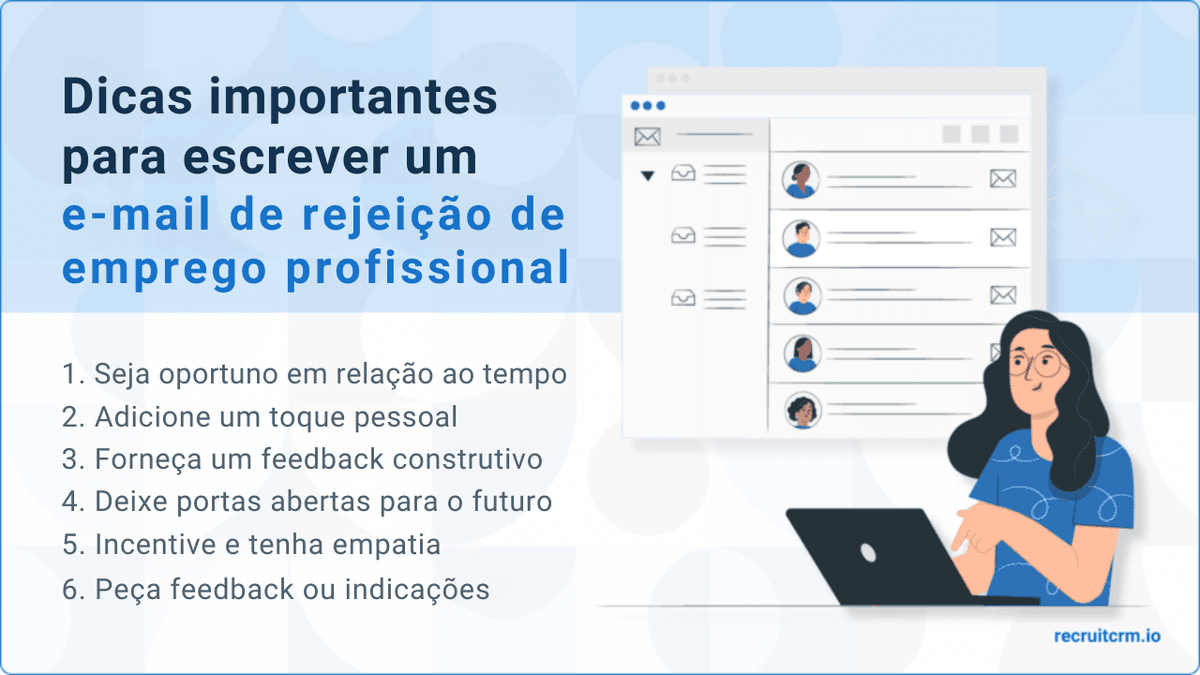 e-mail de rejeição de candidatura