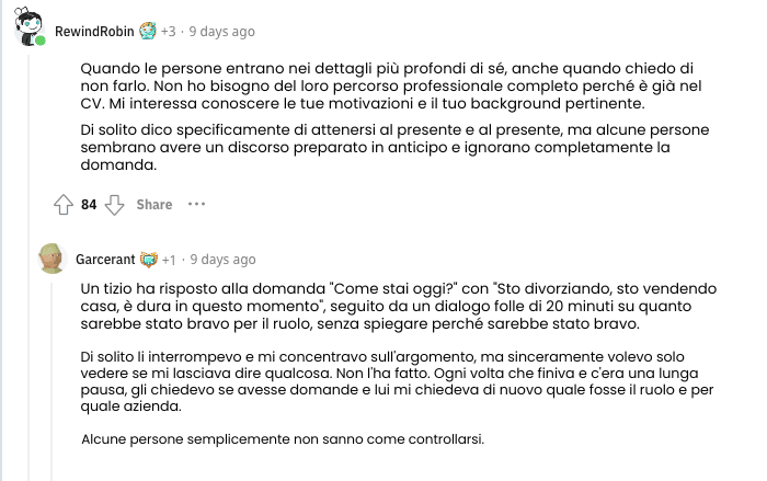 Reddit sulle bandiere rosse dei colloqui!