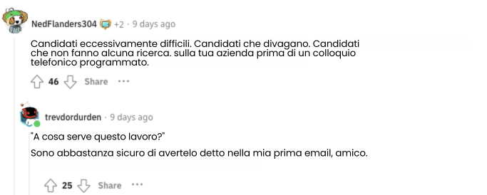 Reddit sulle bandiere rosse dei colloqui!