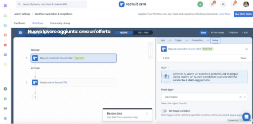 Faccia carriera con l’automazione del flusso di lavoro tutto in uno di Recruit CRM