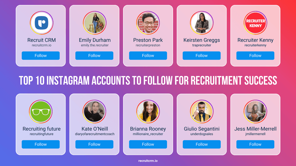 instagram accounts for recruiters
