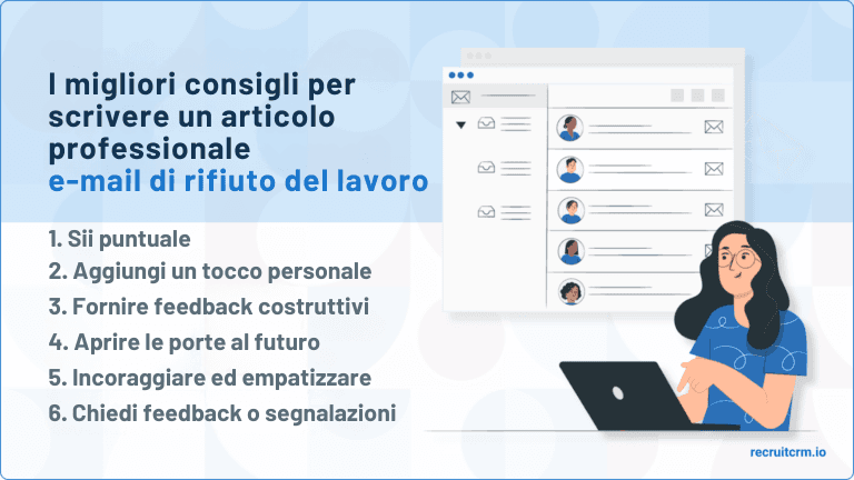 modelli di e-mail di rifiuto