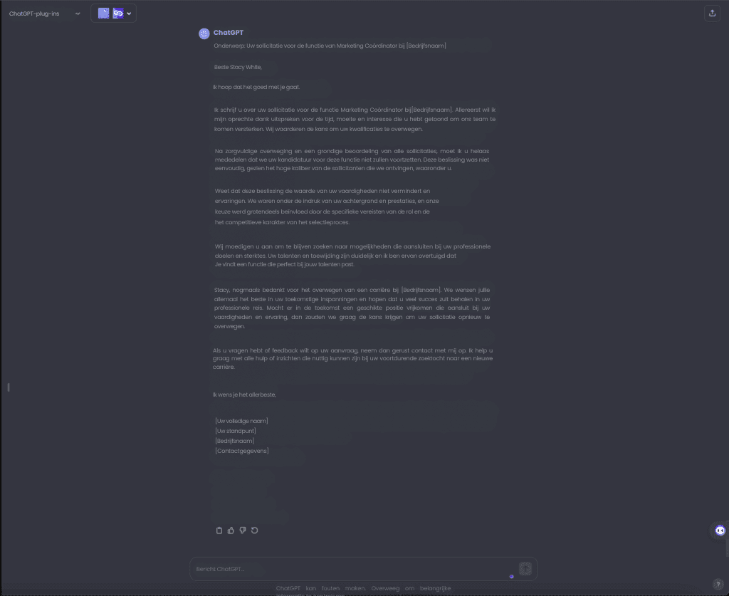 Afwijzingsmails opstellen