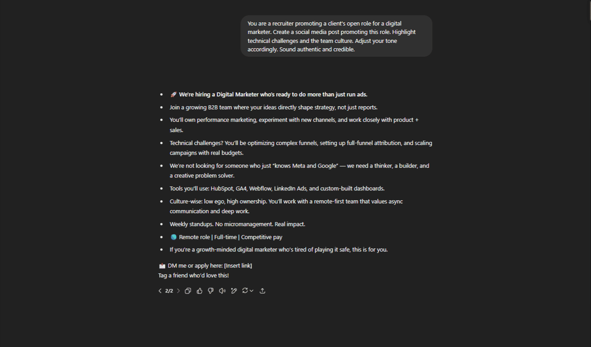 Social media promotion chatgpt prompt