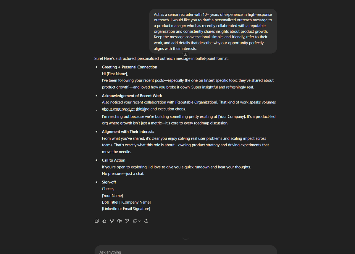 candidate outreach chatgpt prompt