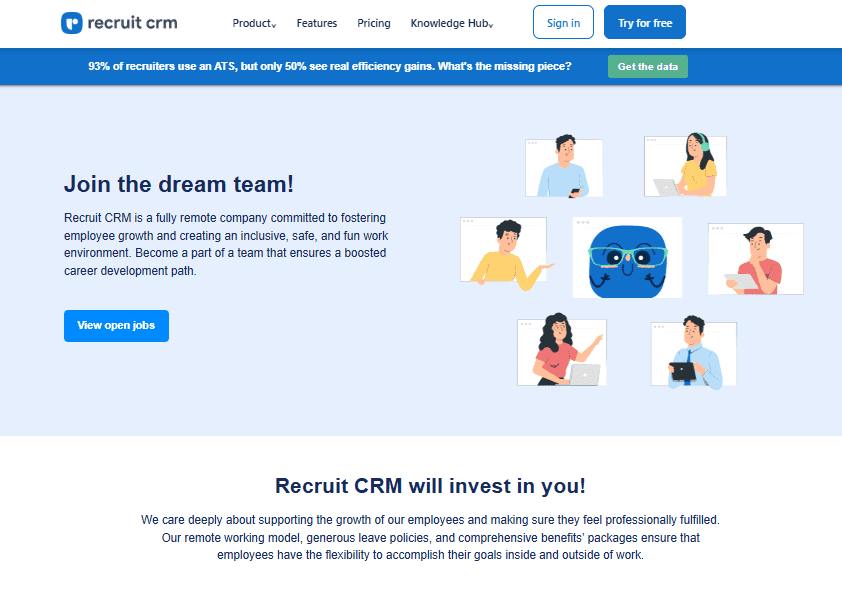 Recruit CRM careers page
