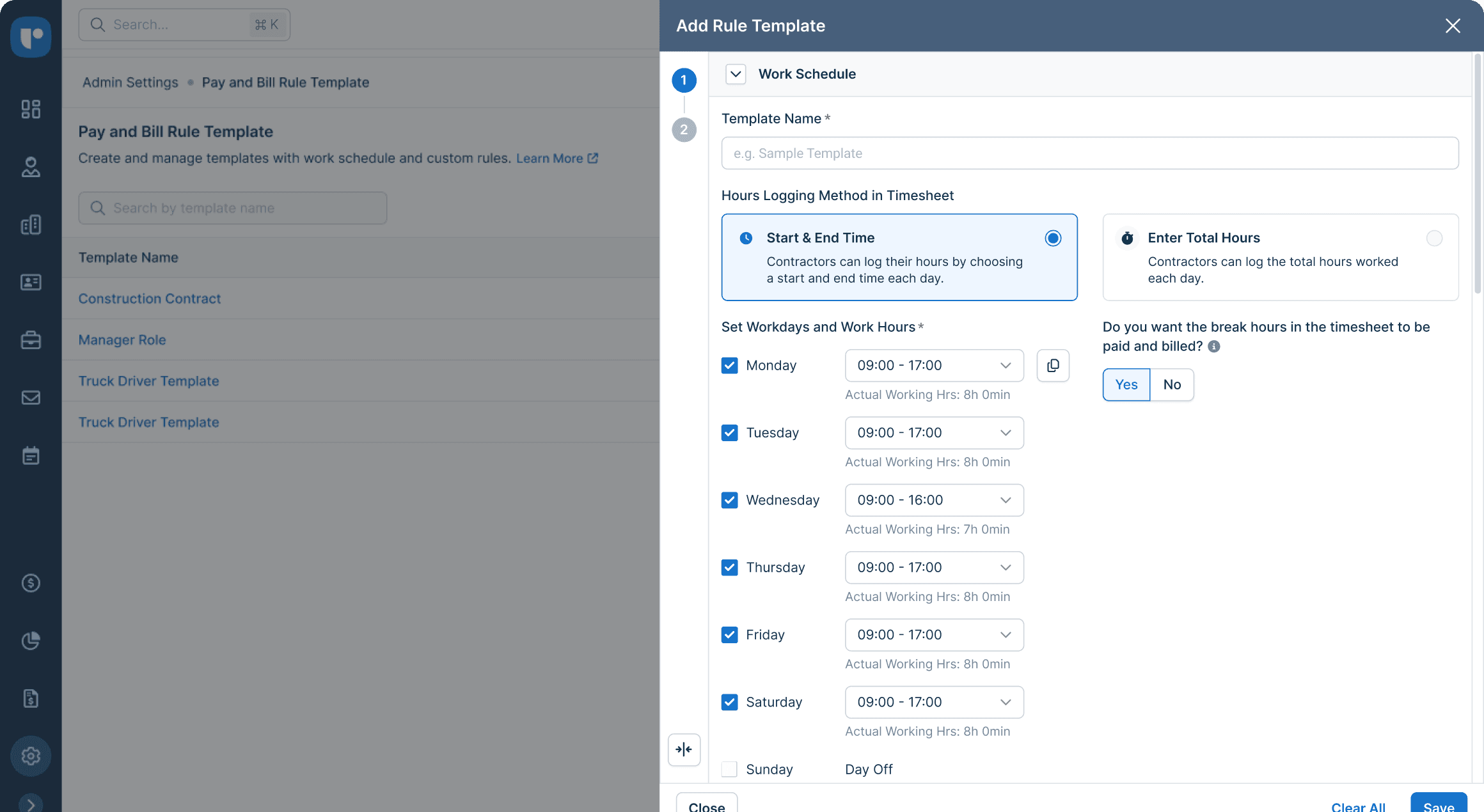 Recruit CRM Timesheets dashboard