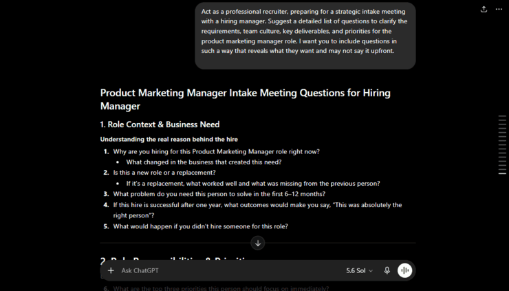 hiring manager collaboration chatgpt prompt