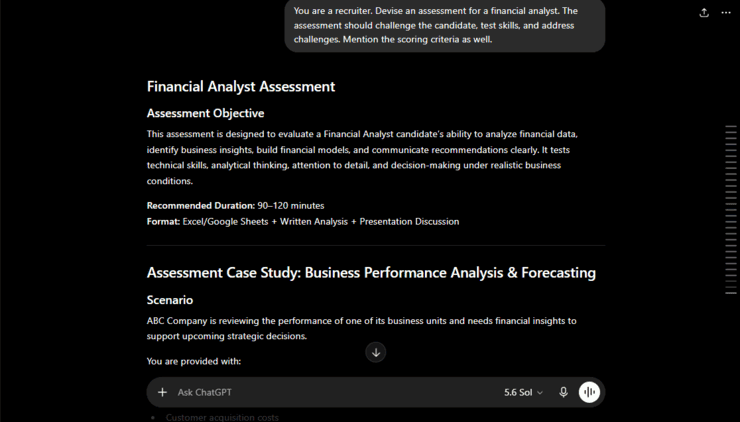 Candidate assessment chatgpt prompt