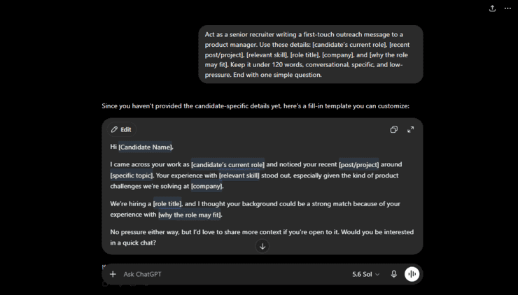 candidate outreach chatgpt prompt