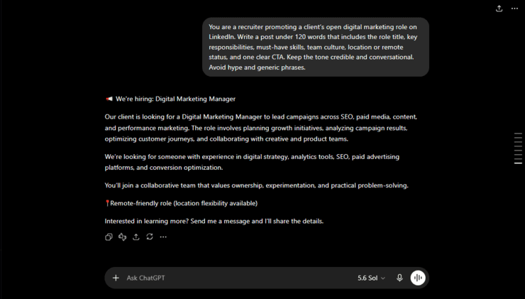 Social media promotion chatgpt prompt