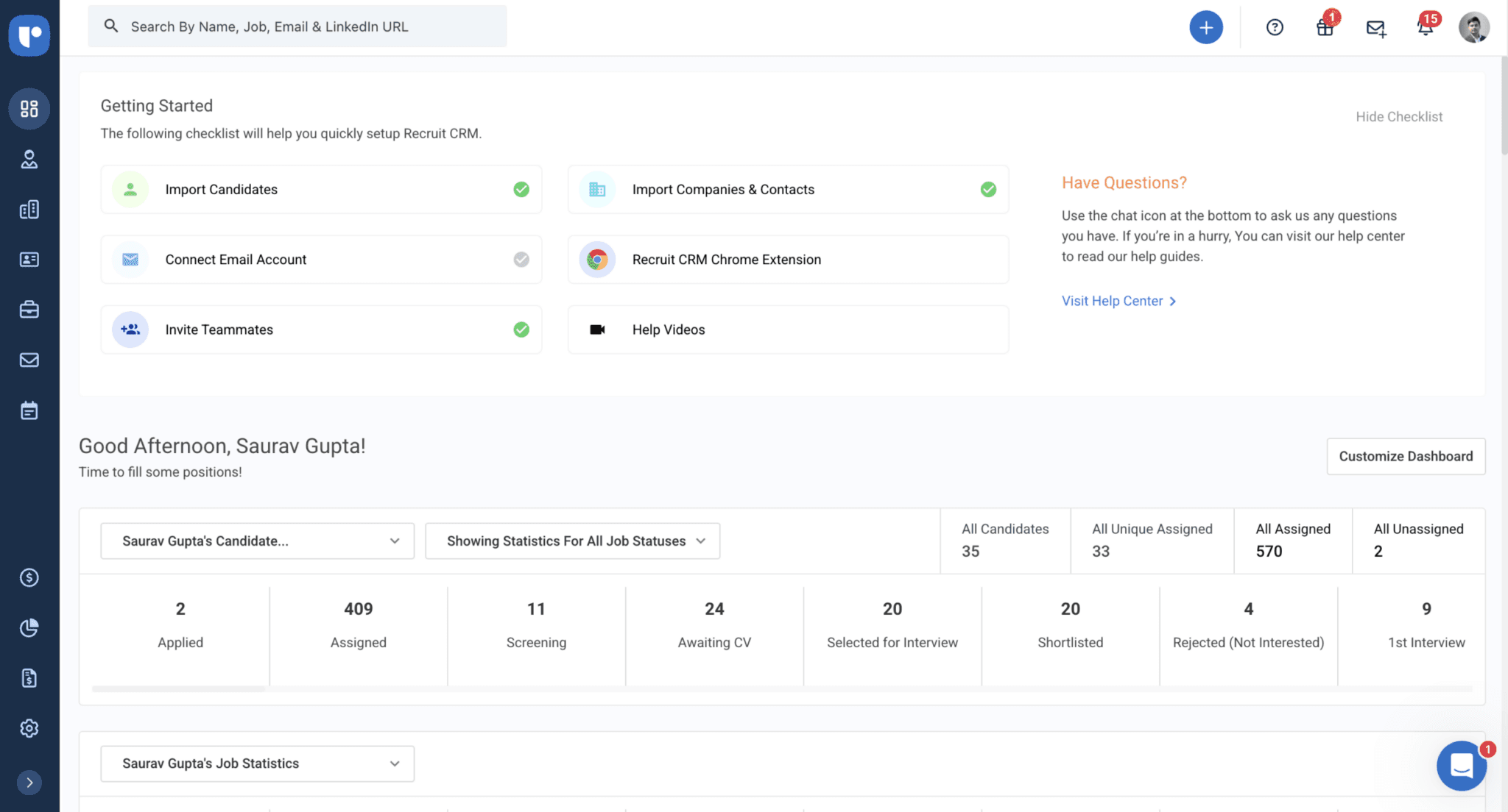 Customizable dashboard