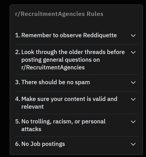Recruitment agencies rules on reddit