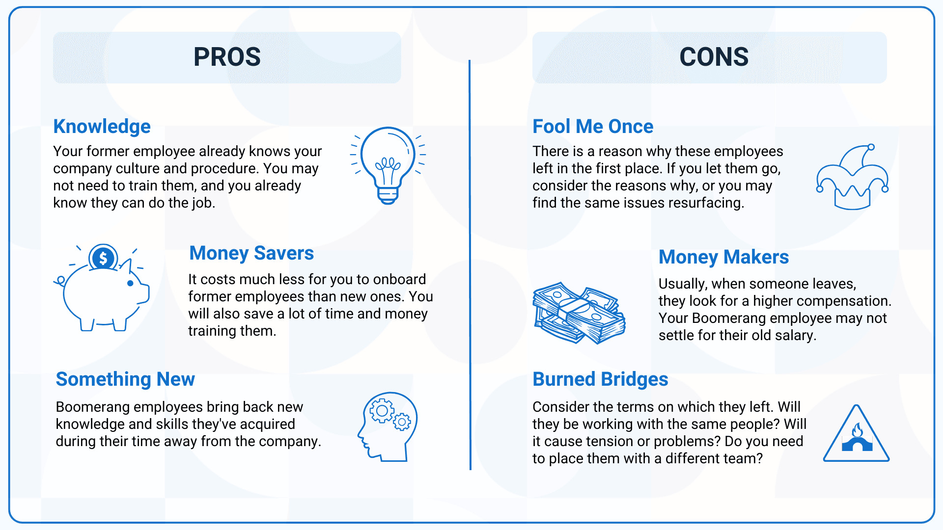 pros and cons of boomerang hiring