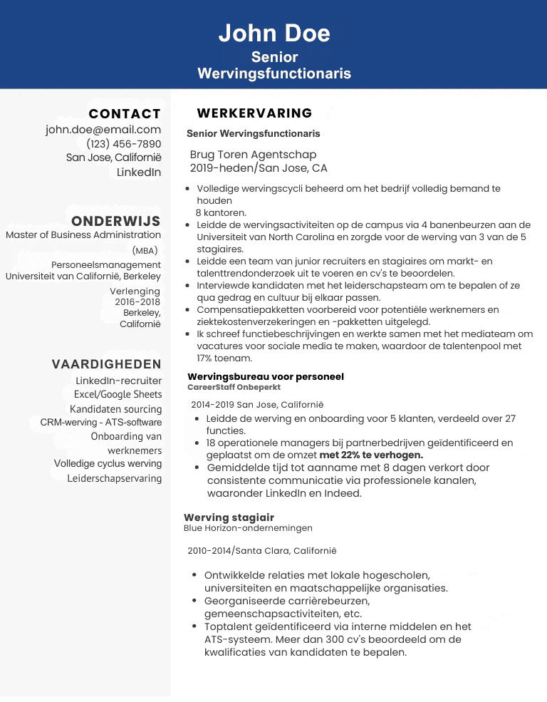 GRATIS recruiter cv