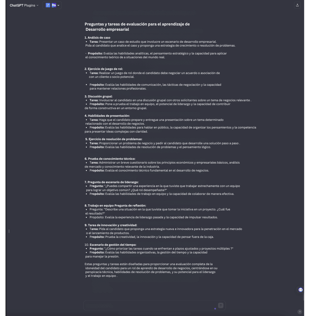 Preguntas y tareas de evaluación para br el aprendiz de desarrollo empresarial