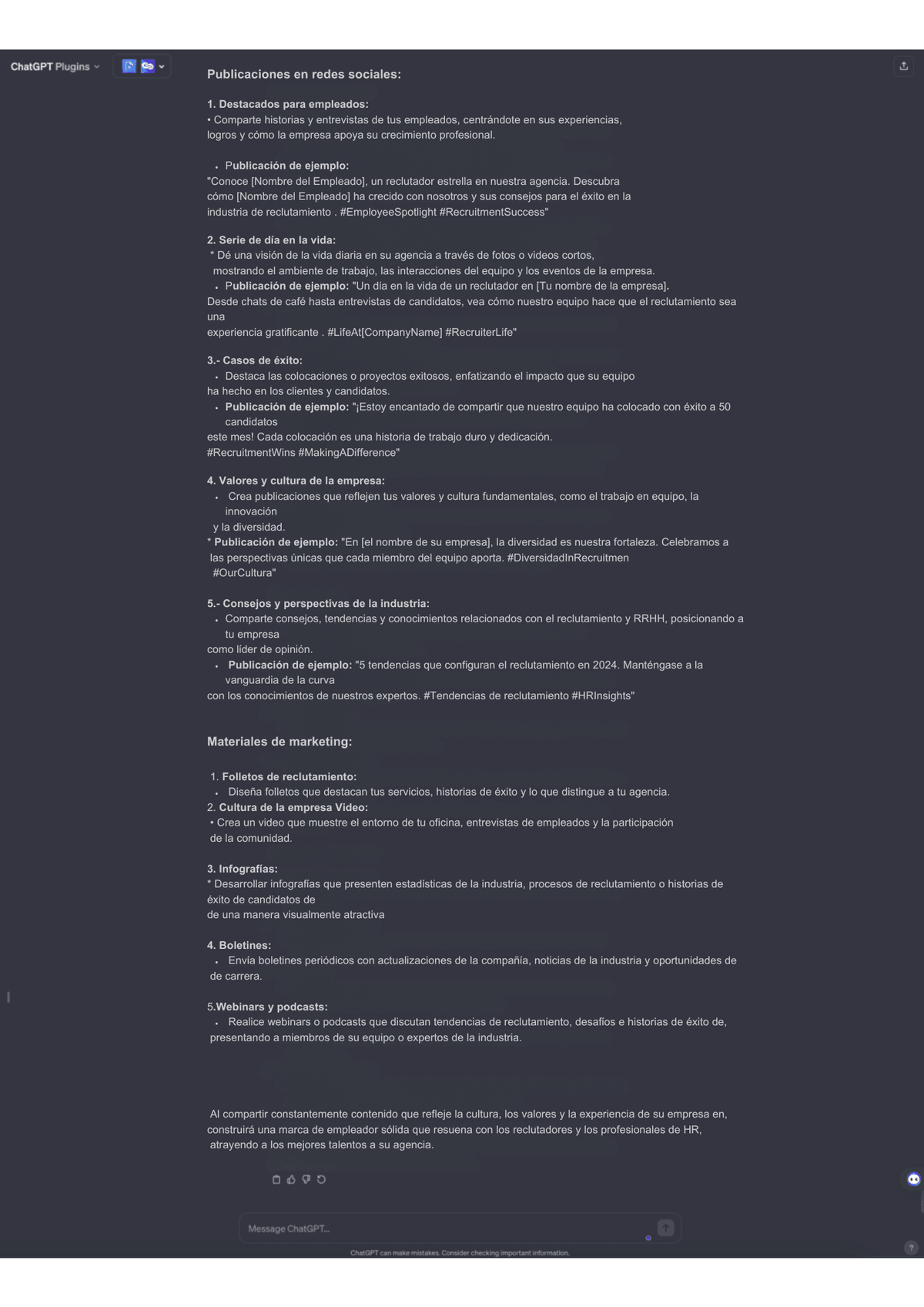 Publicaciones en redes sociales 1. Destacados para empleados • Comparte historias y entrevistas de tus empleados, centrándote en sus experiencias, logros de y cómo la empresa apoya su crecimiento