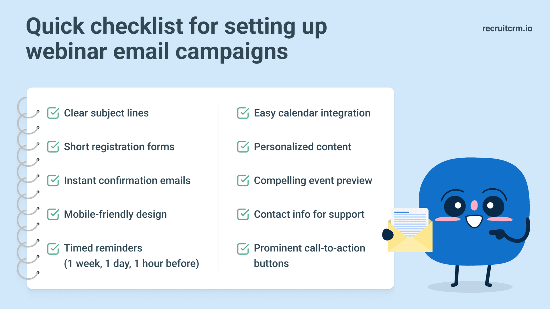 Quick checklist for webinar email campaigns