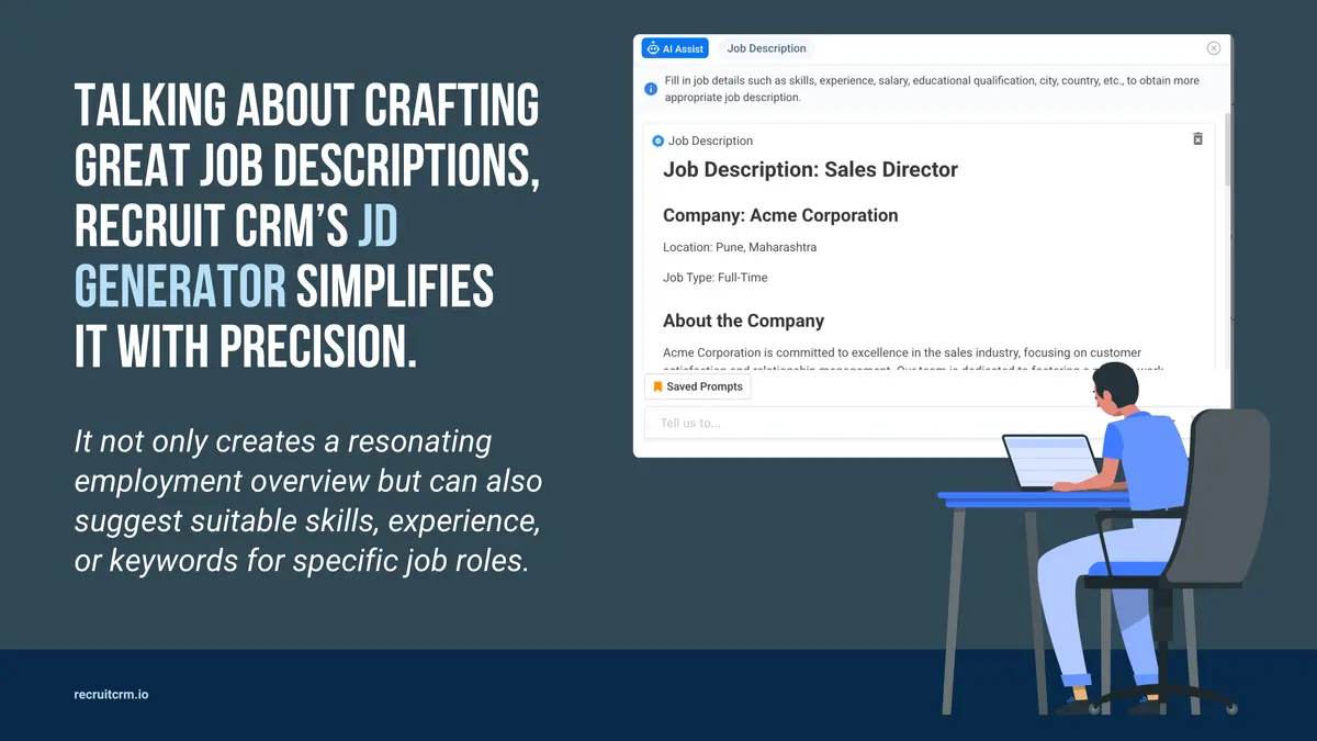 Recruit CRM's JD generator simplifies creating job descriptions for recruiters