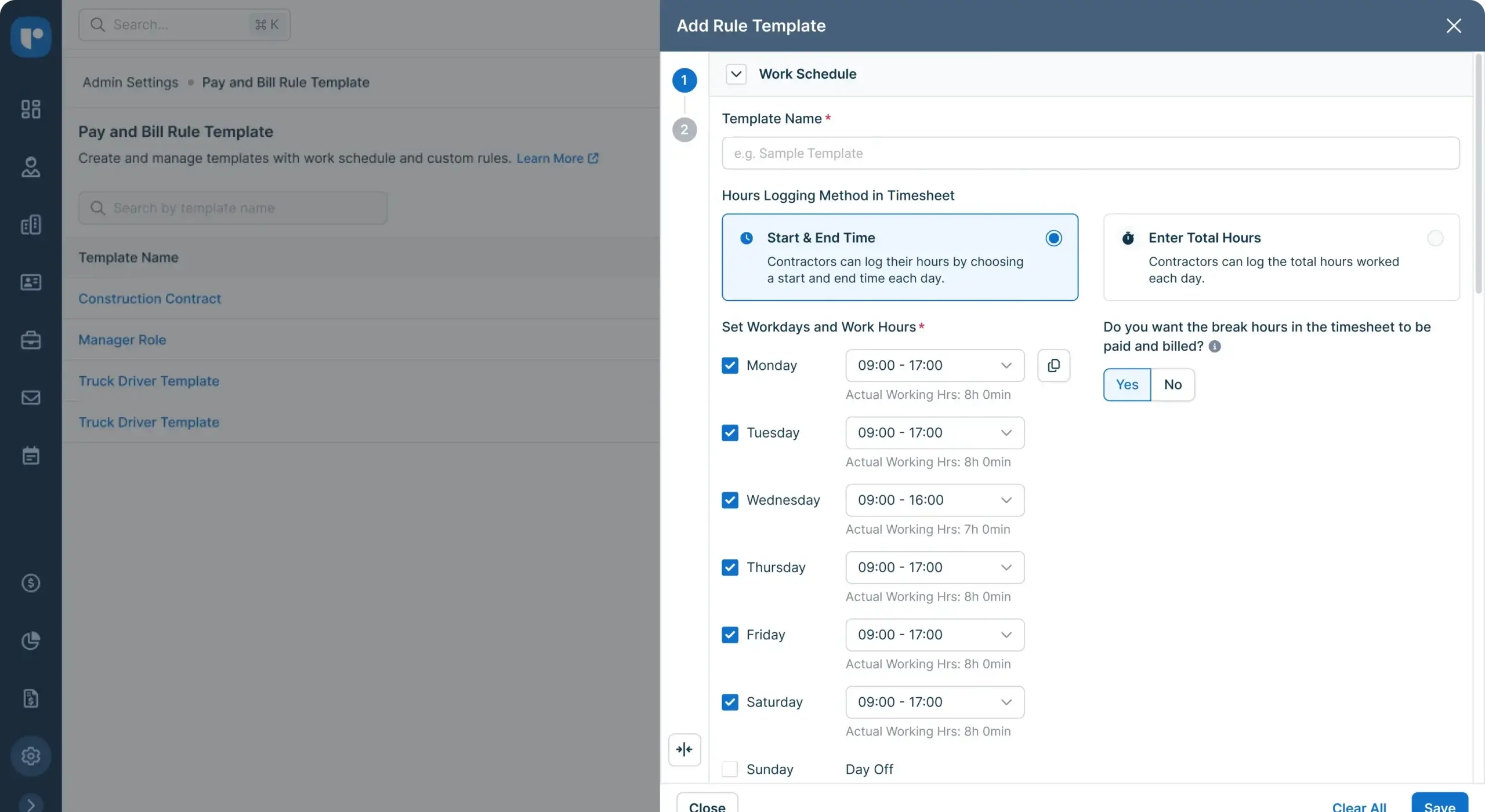 Recruit CRM Timesheets dashboard
