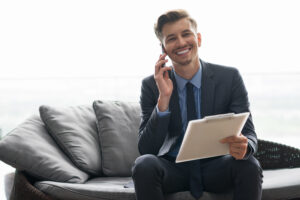 A recruiter conducting a phone interview