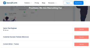 Candidate experience- jobs page