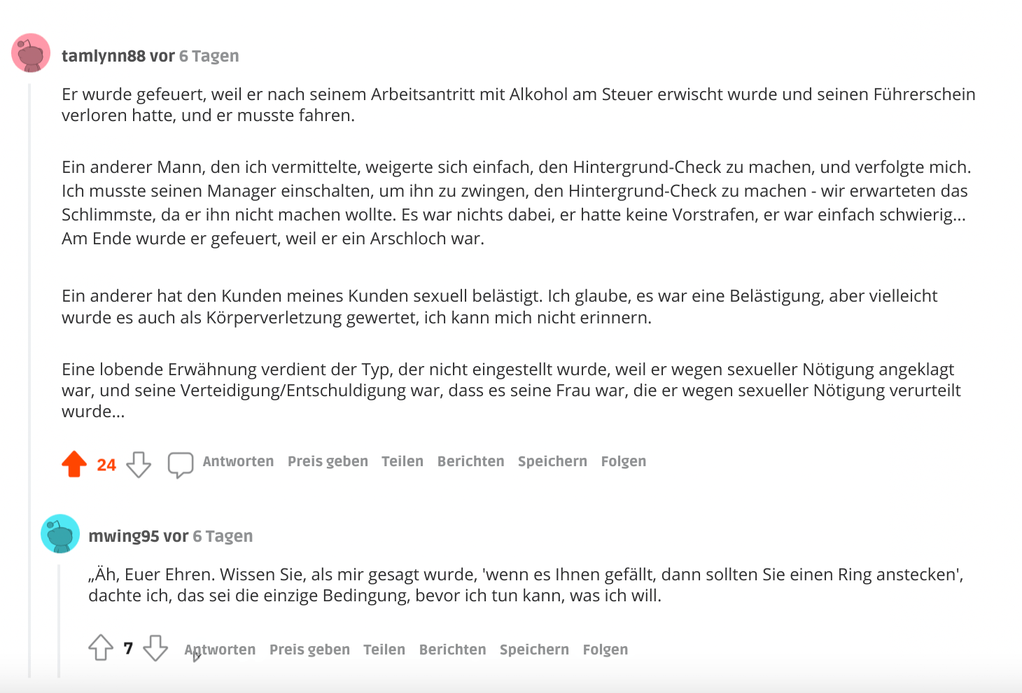 Verrückteste Reddit-Antworten