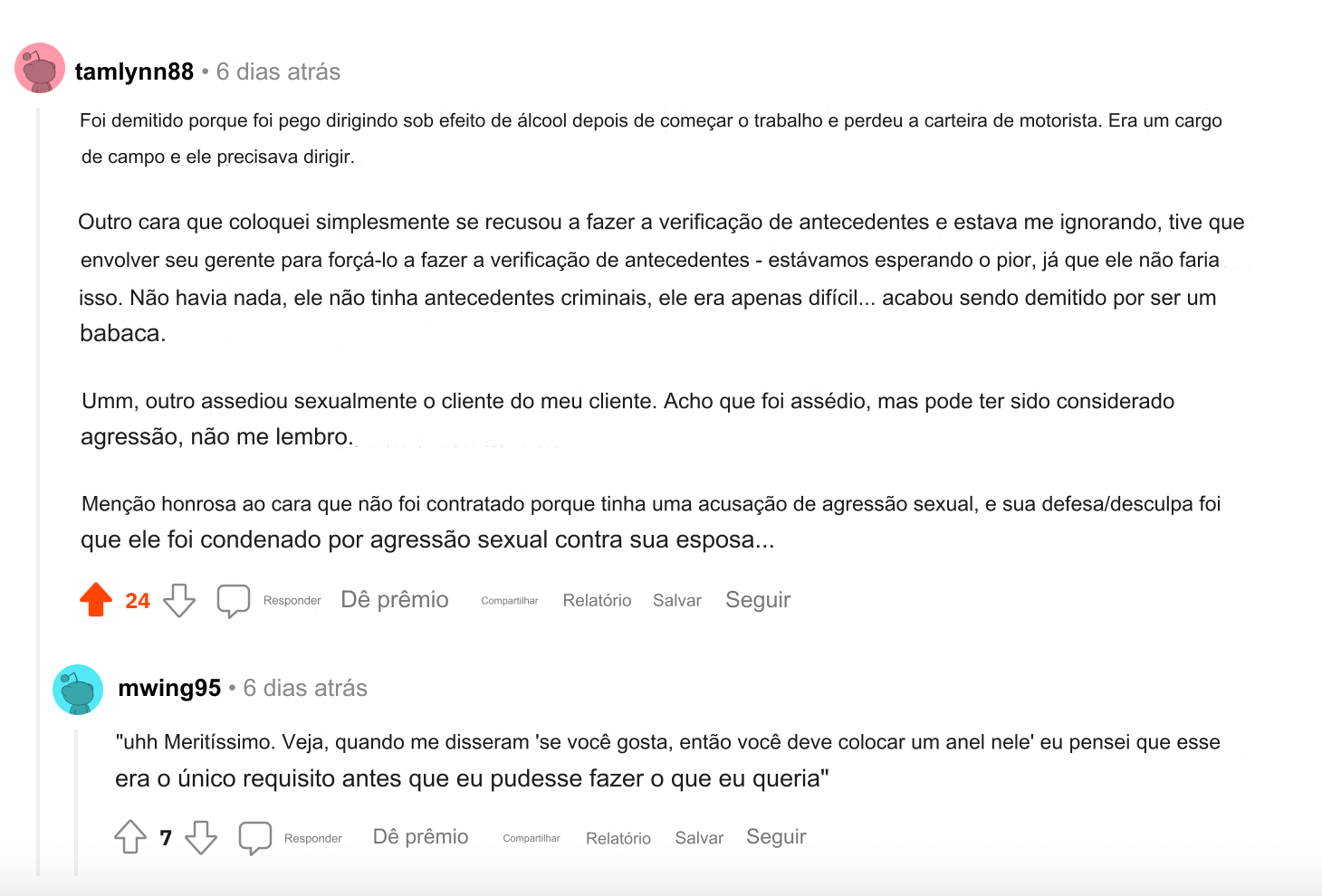 características suas piores contratações já tiveram