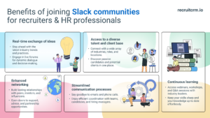 Infographic about why recruiters and HR professionals should join Slack communities. 