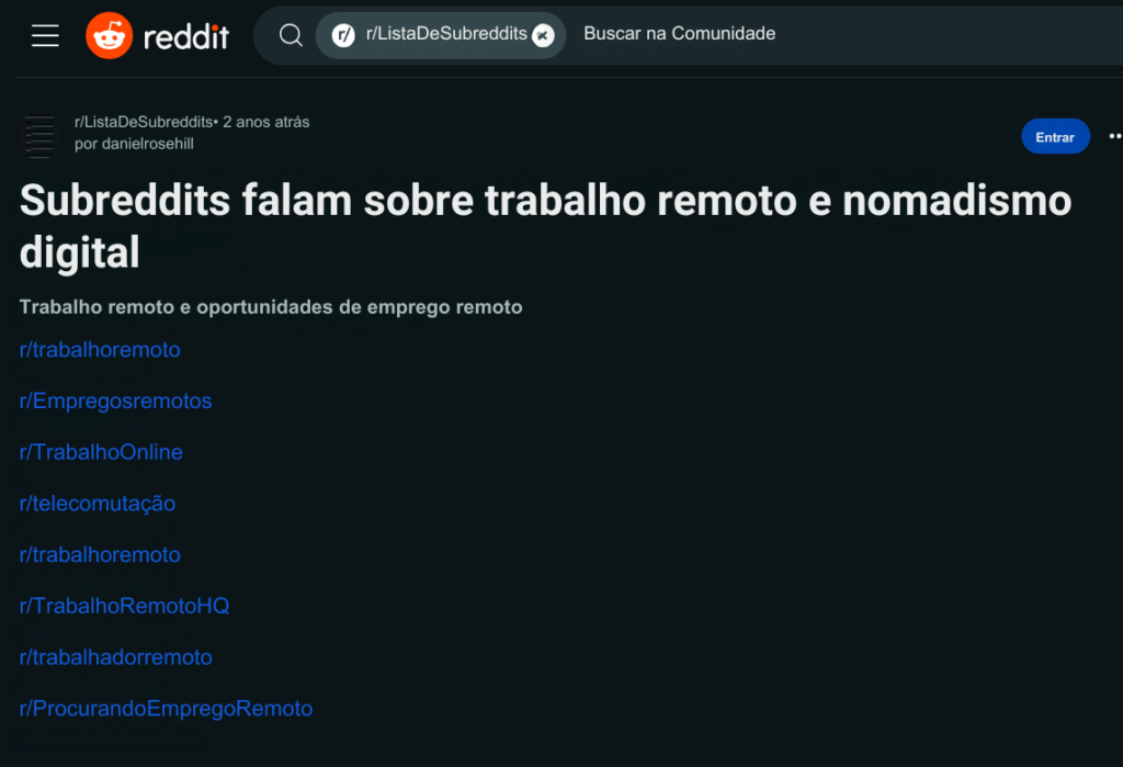 Recrutamento no Reddit