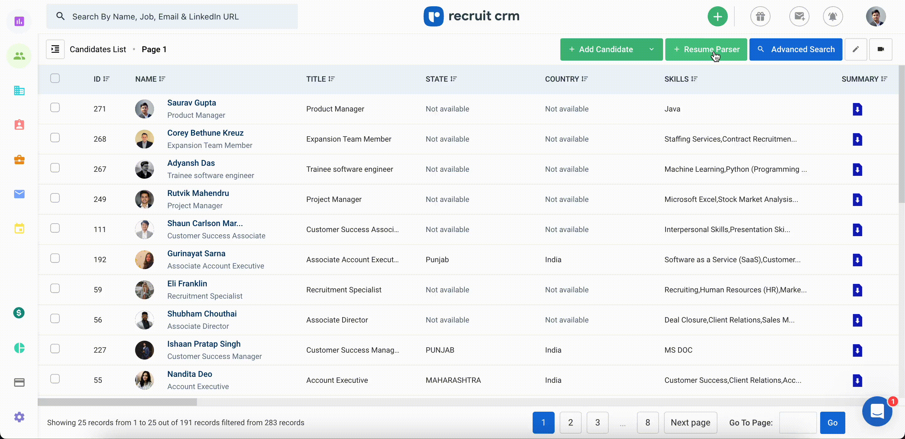 Analisador de currículos com IA - Recruit CRM