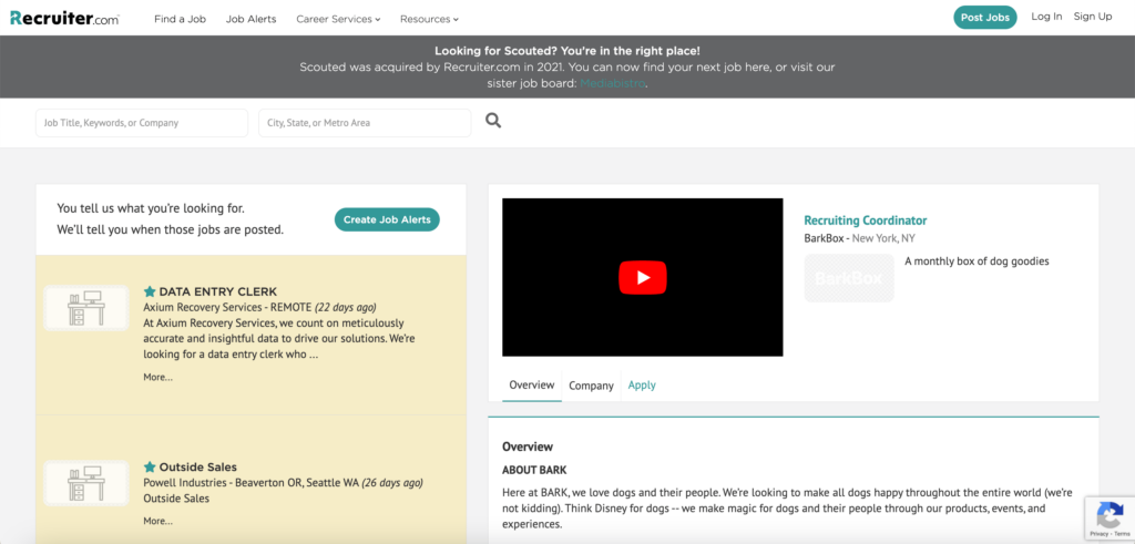 online job boards - Scouted