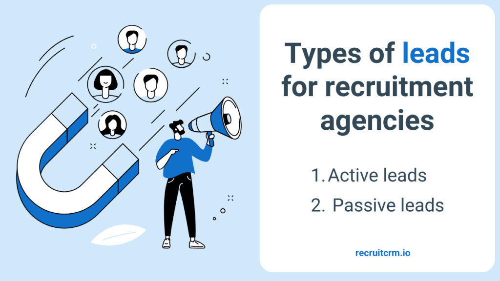 What are the 2 types of leads for recruitment agencies?
