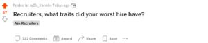 reddit question on hiring communities 