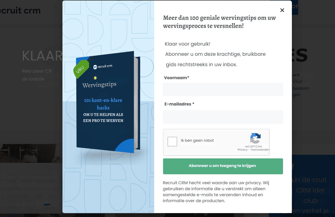 Gebruik pop-ups om e-mails