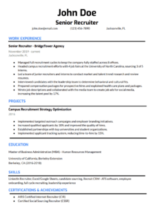 Recruiter resume sample template
