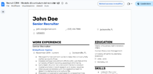 competenze del curriculum del reclutatore